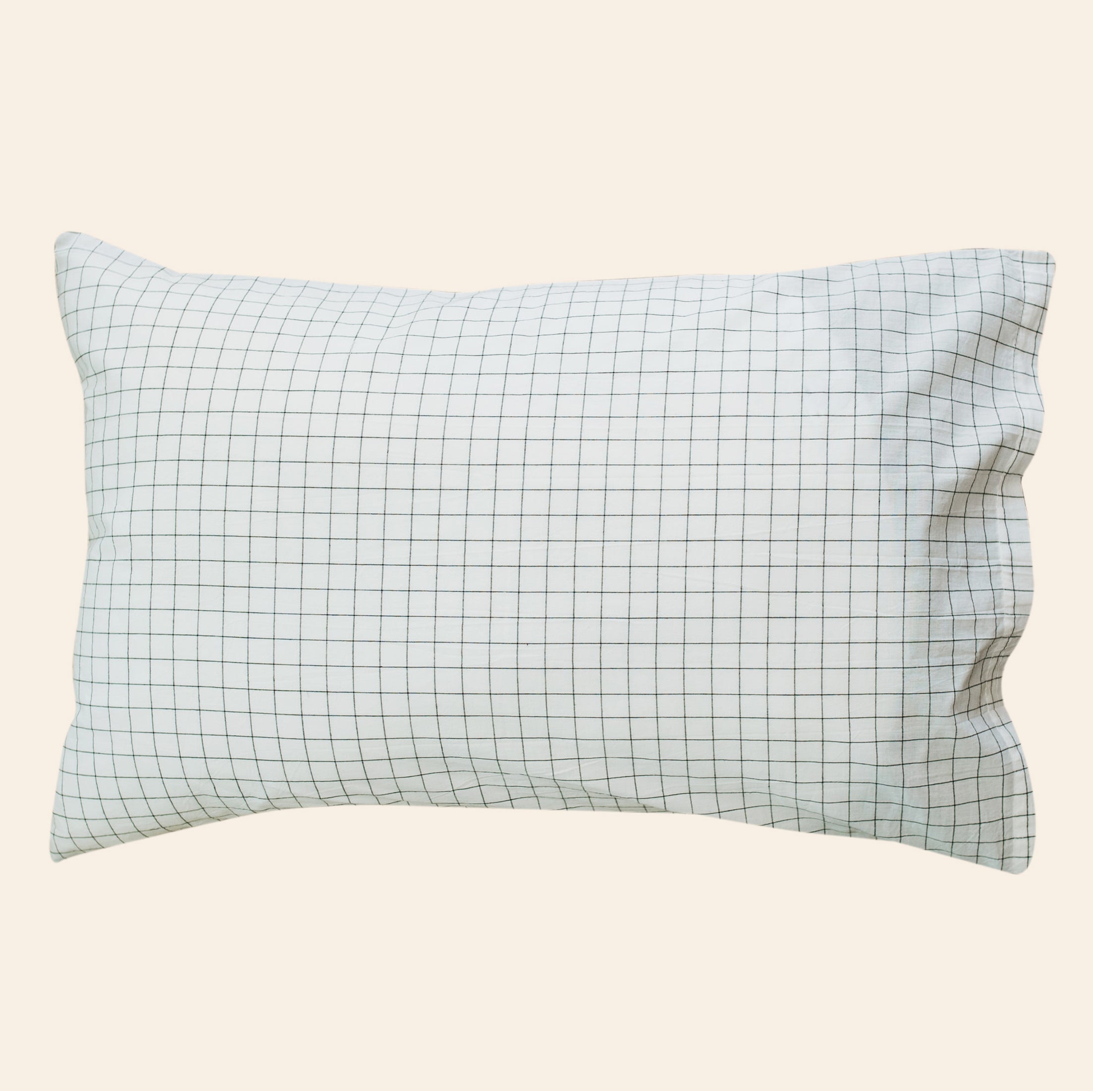 Charcoal & Grid Washed Pillowcase