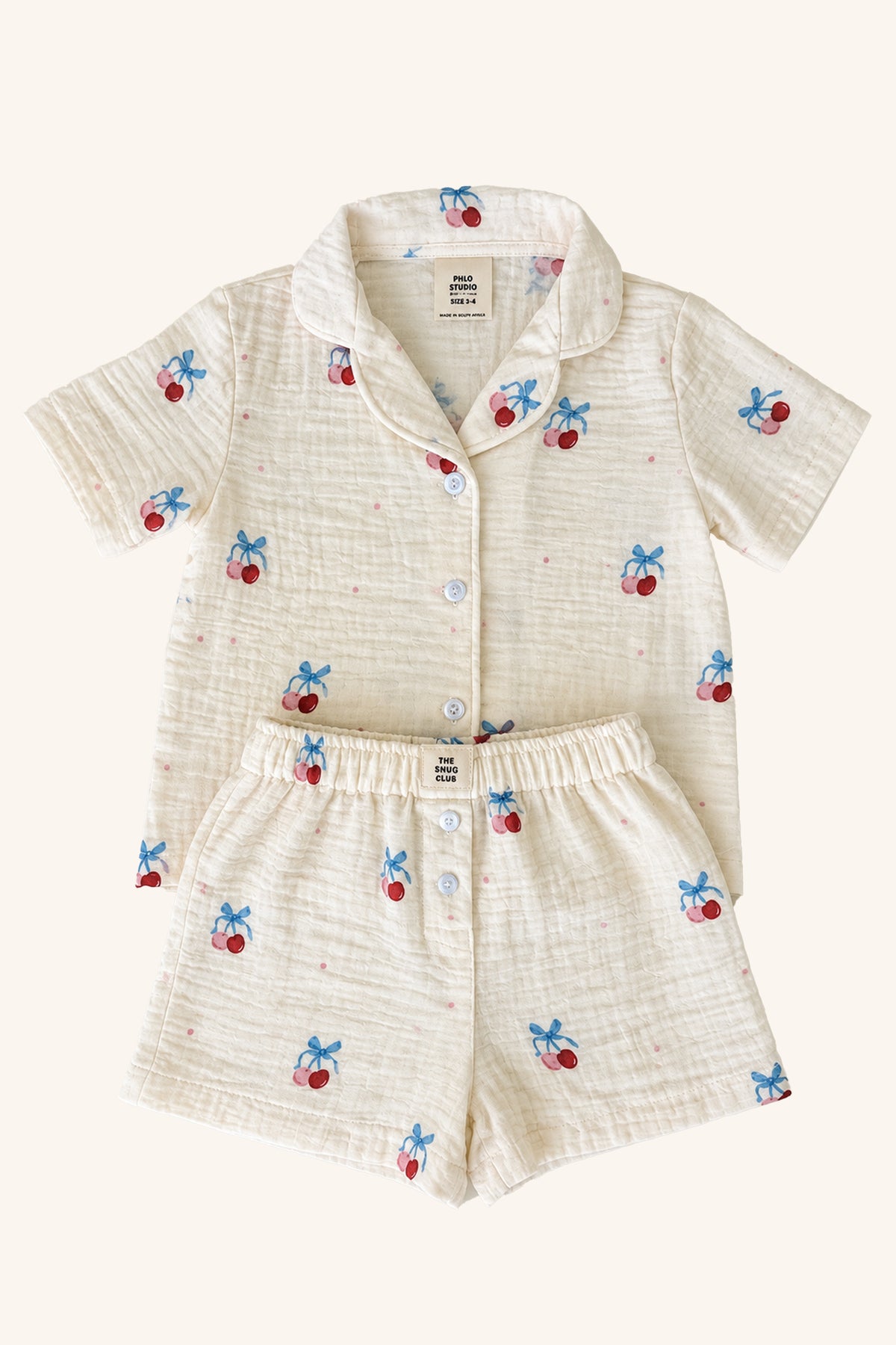 Cherry Muslin Short Sleeve Pj Set