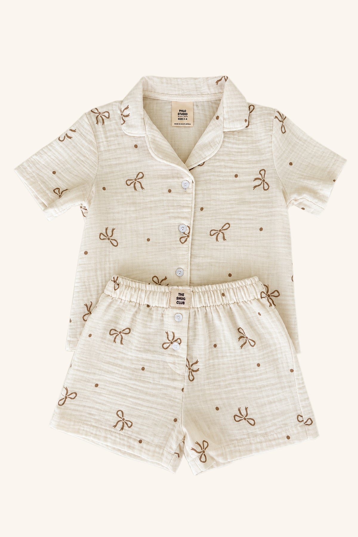 Ribbon Muslin Short Sleeve Pj Set