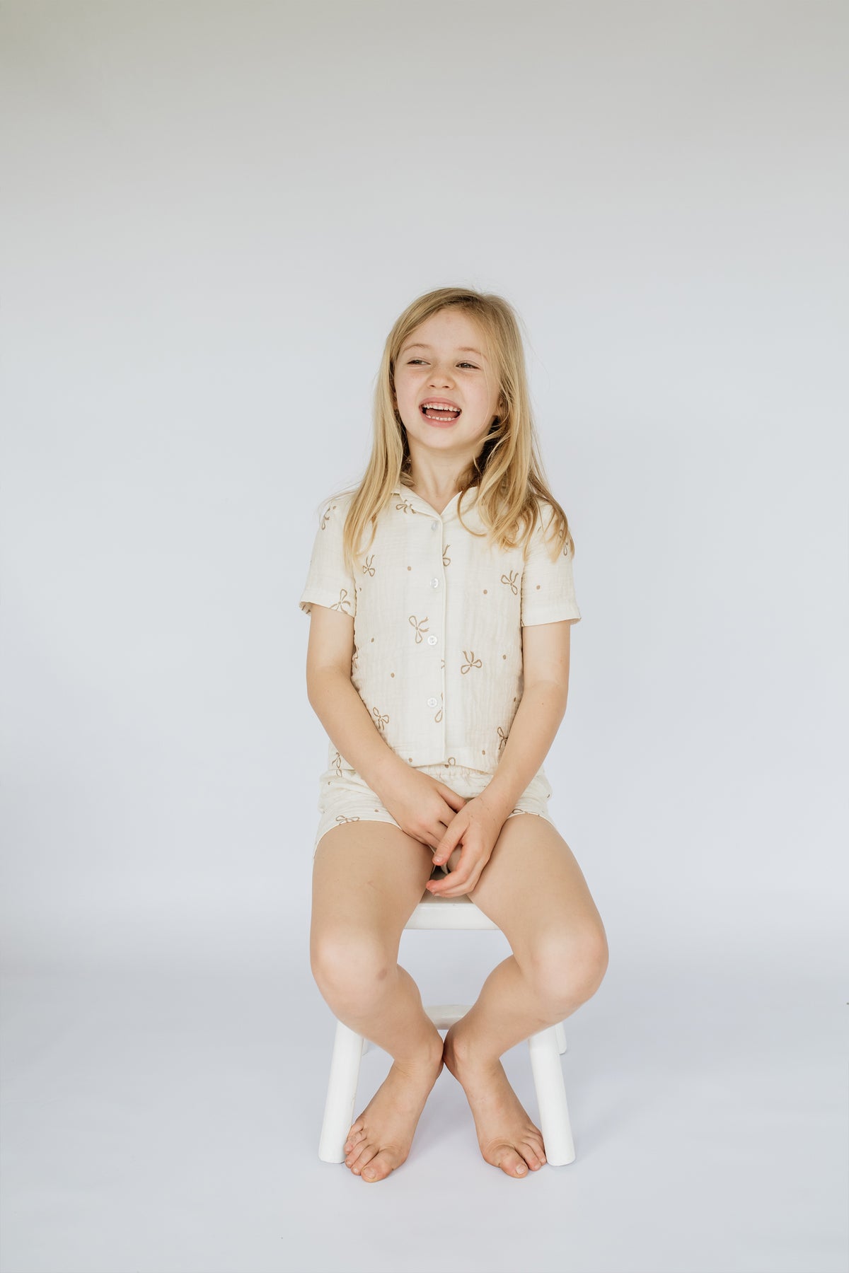 Ribbon Muslin Short Sleeve Pj Set