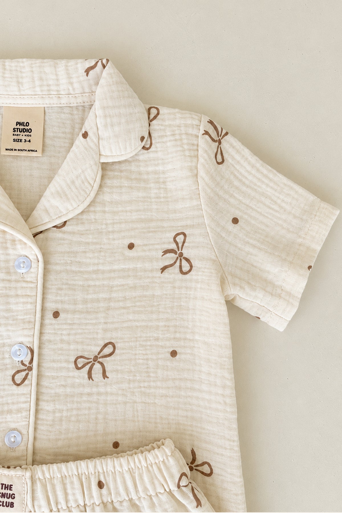 Ribbon Muslin Short Sleeve Pj Set
