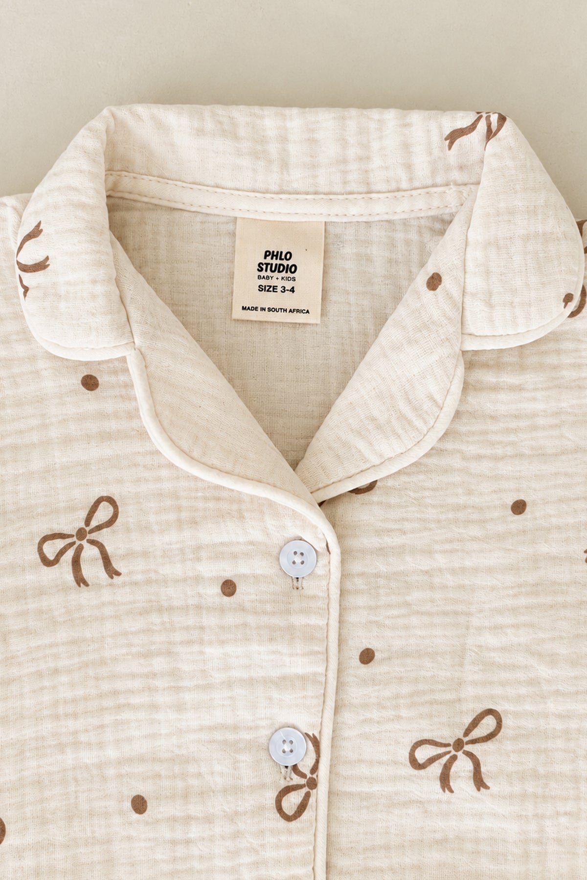 Ribbon Muslin Short Sleeve Pj Set