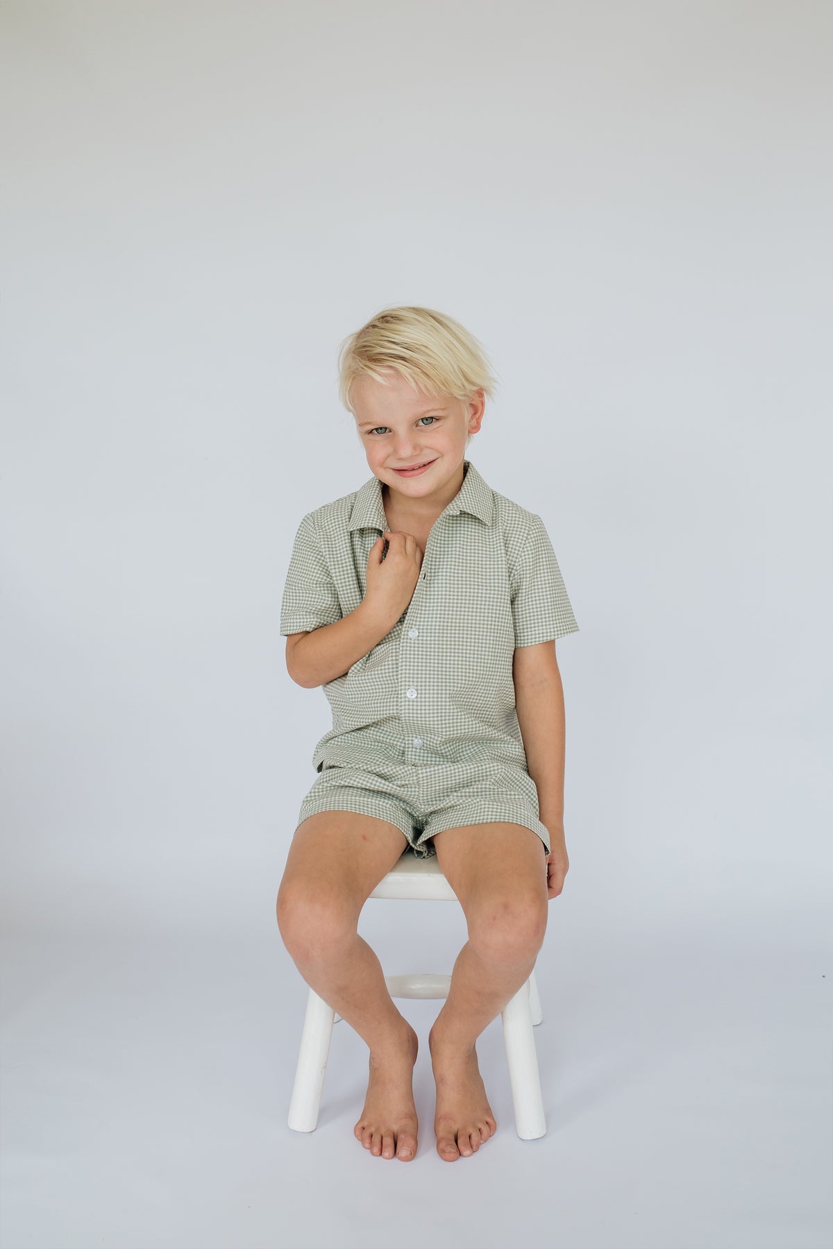 Taylor Sage Check Short Pj Set
