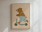 Scooter Bear Framed Canvas