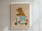 Scooter Bear Framed Canvas