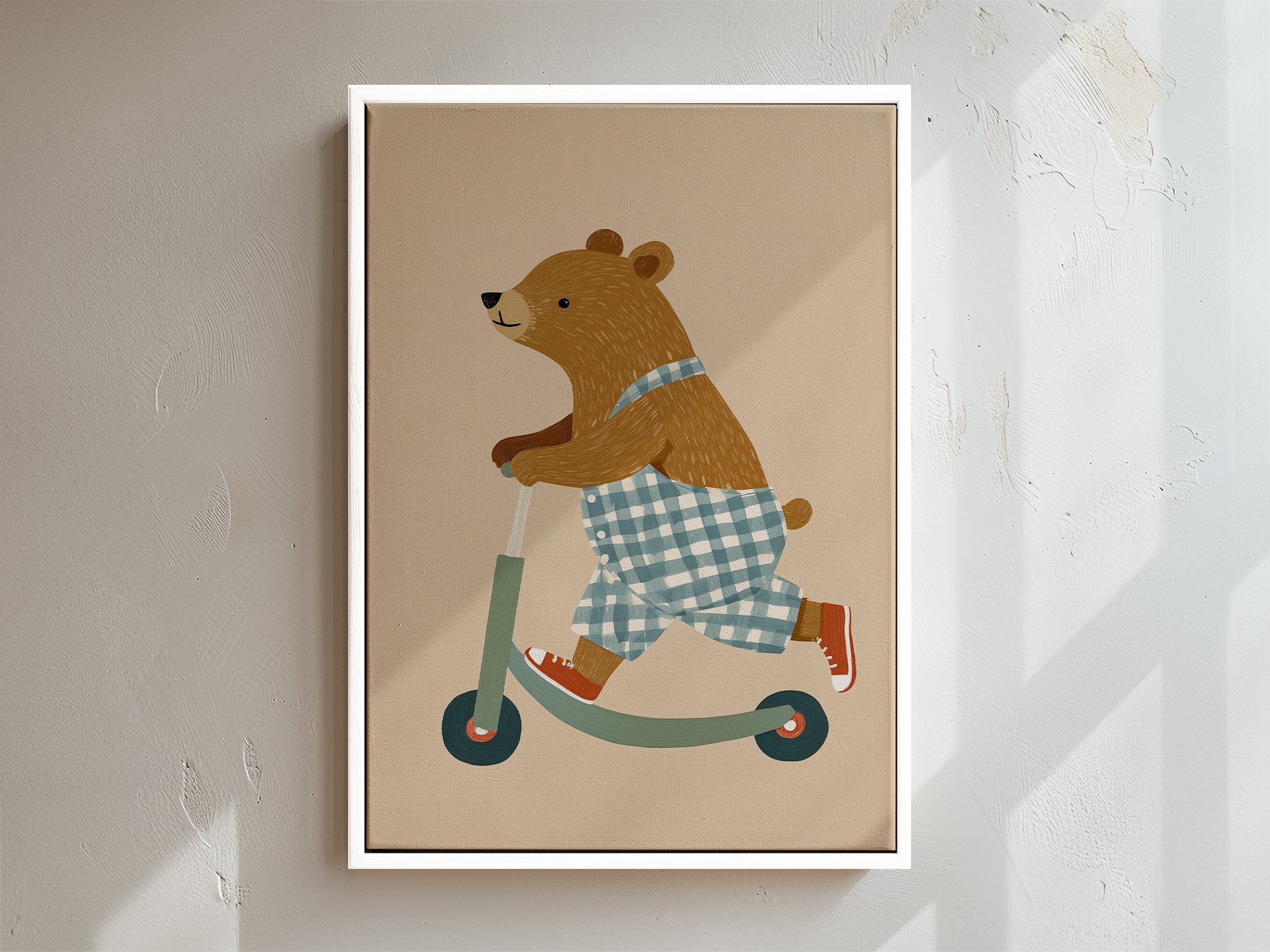 Scooter Bear Framed Canvas