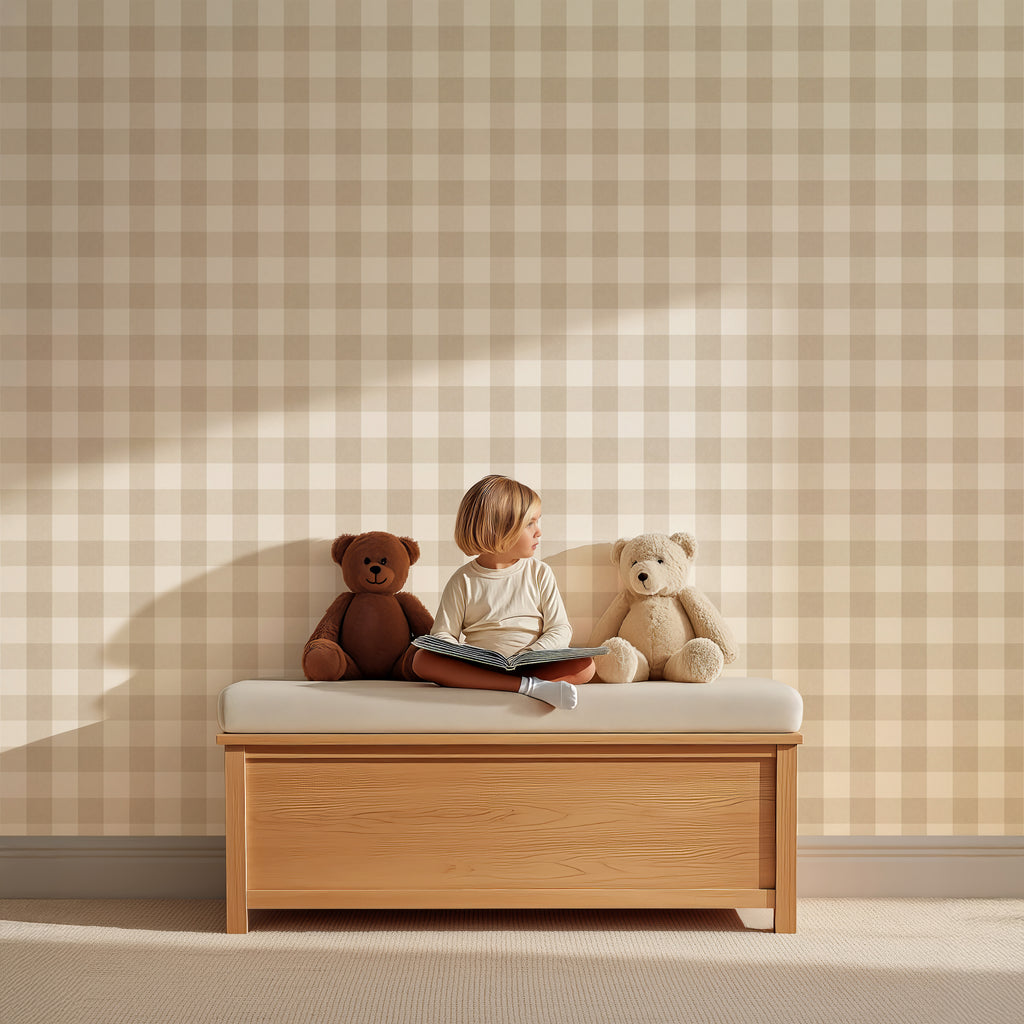 Sand Gingham Wallpaper