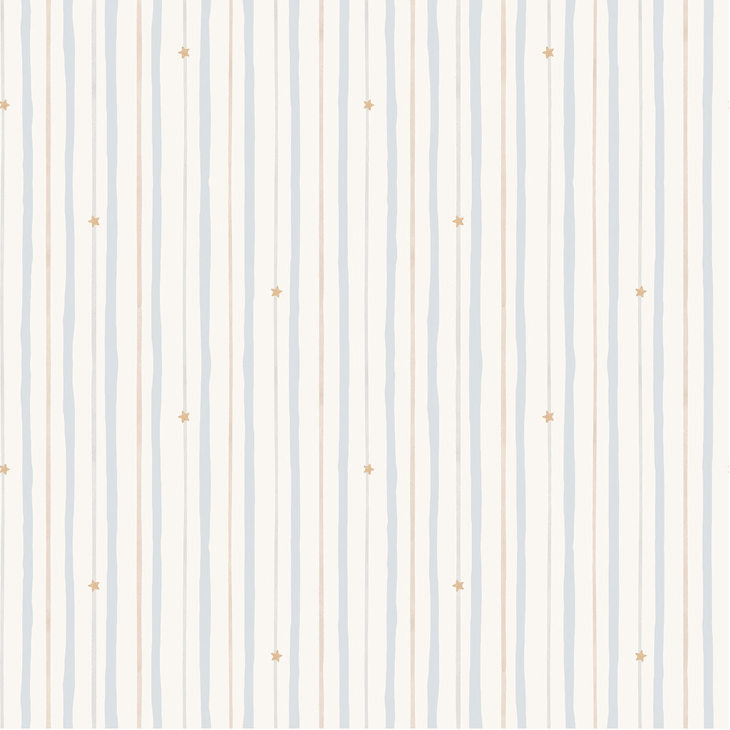 Soft Blue Stripe & Star Wallpaper