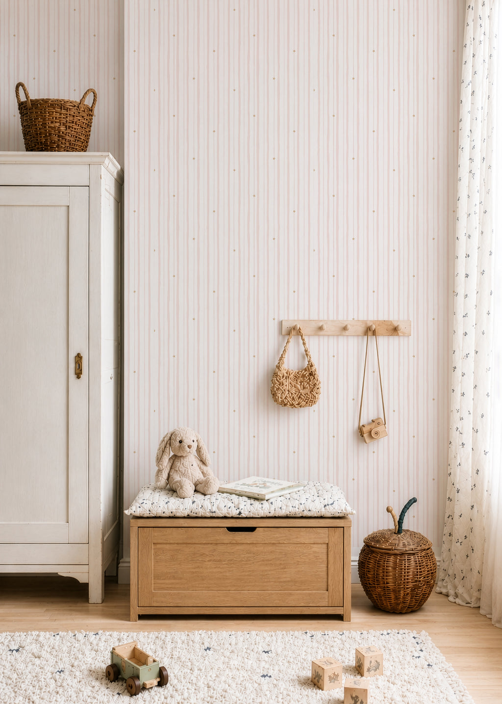 Blush Stripe & Star Wallpaper