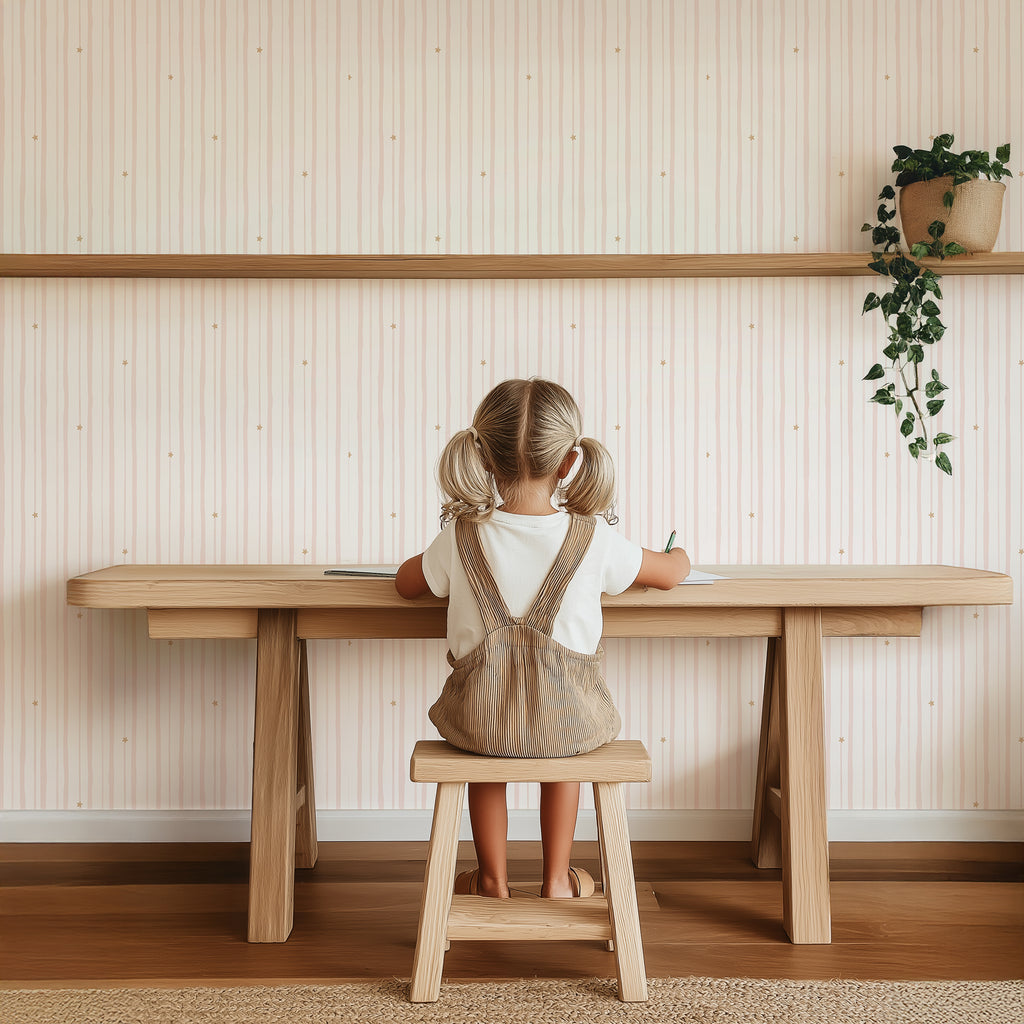 Blush Stripe & Star Wallpaper