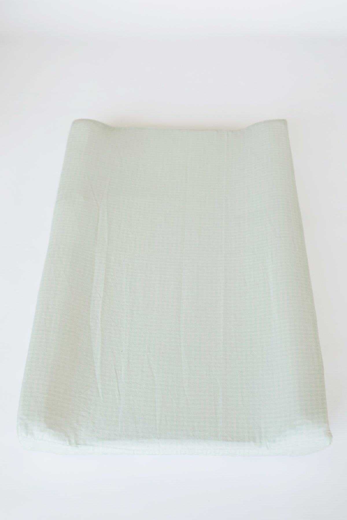 Mint Gingham Washed Cotton Changing Mat Cover