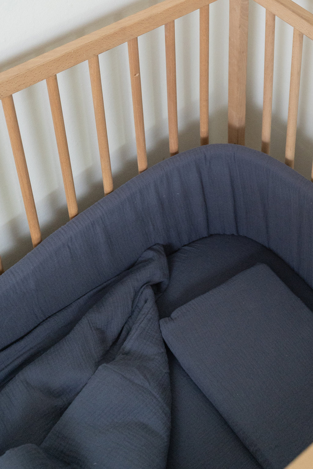 Airforce Blue Muslin Cot Bumper Cover