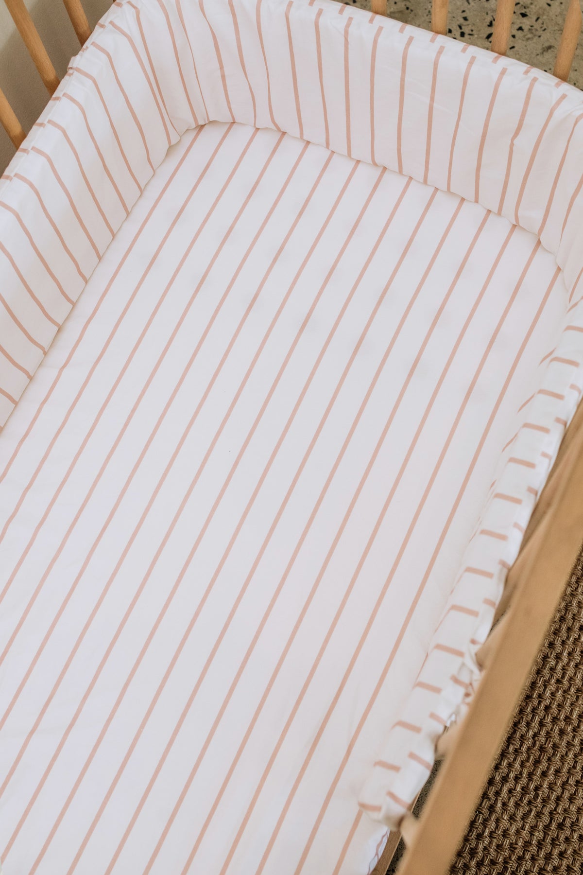 Ballerina Stripe 100% Cotton Cot Bumper Cover
