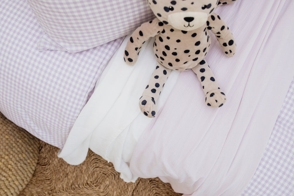 Lilac Gingham Washed Cotton Duvet