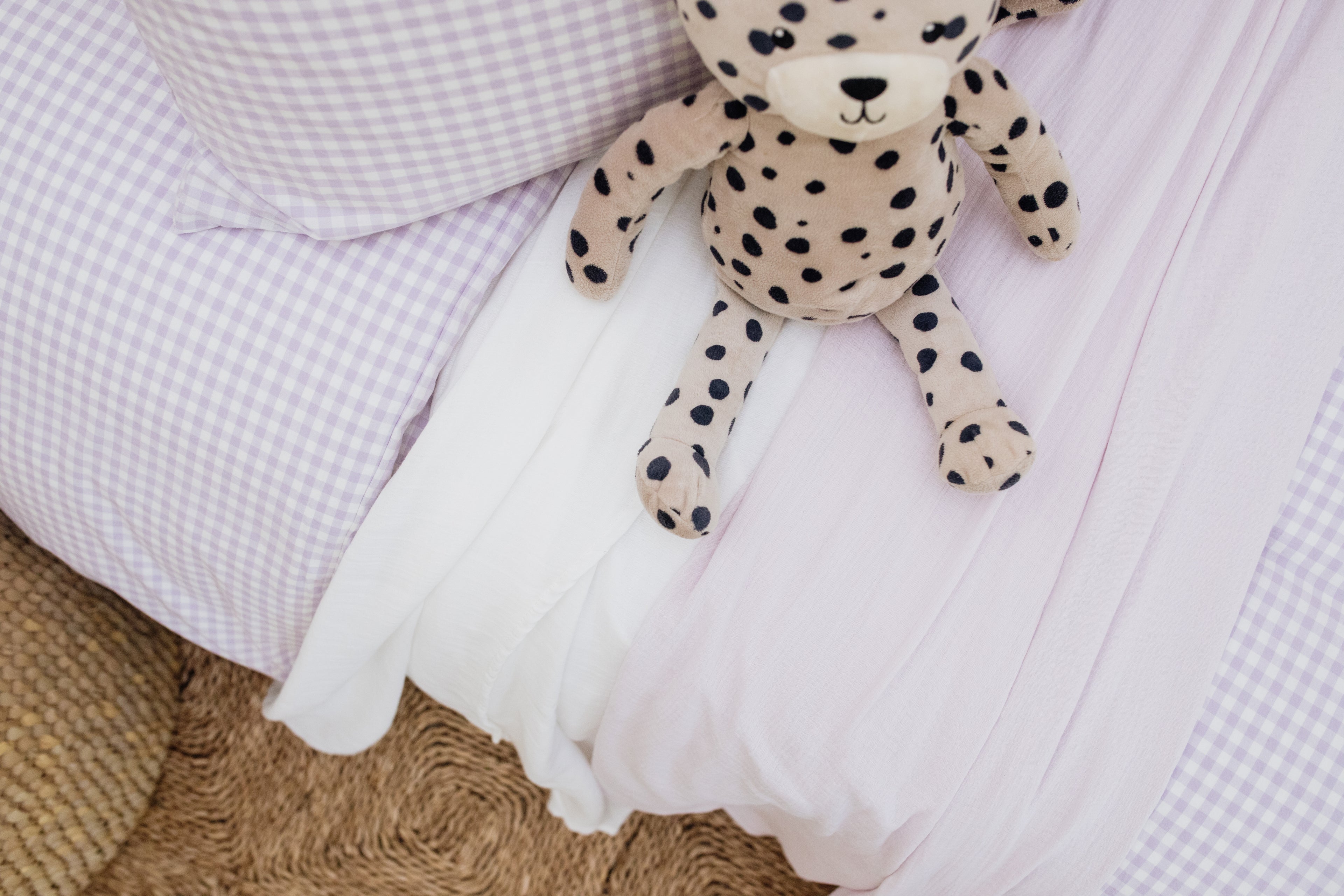 Lilac Gingham Washed Cotton Duvet