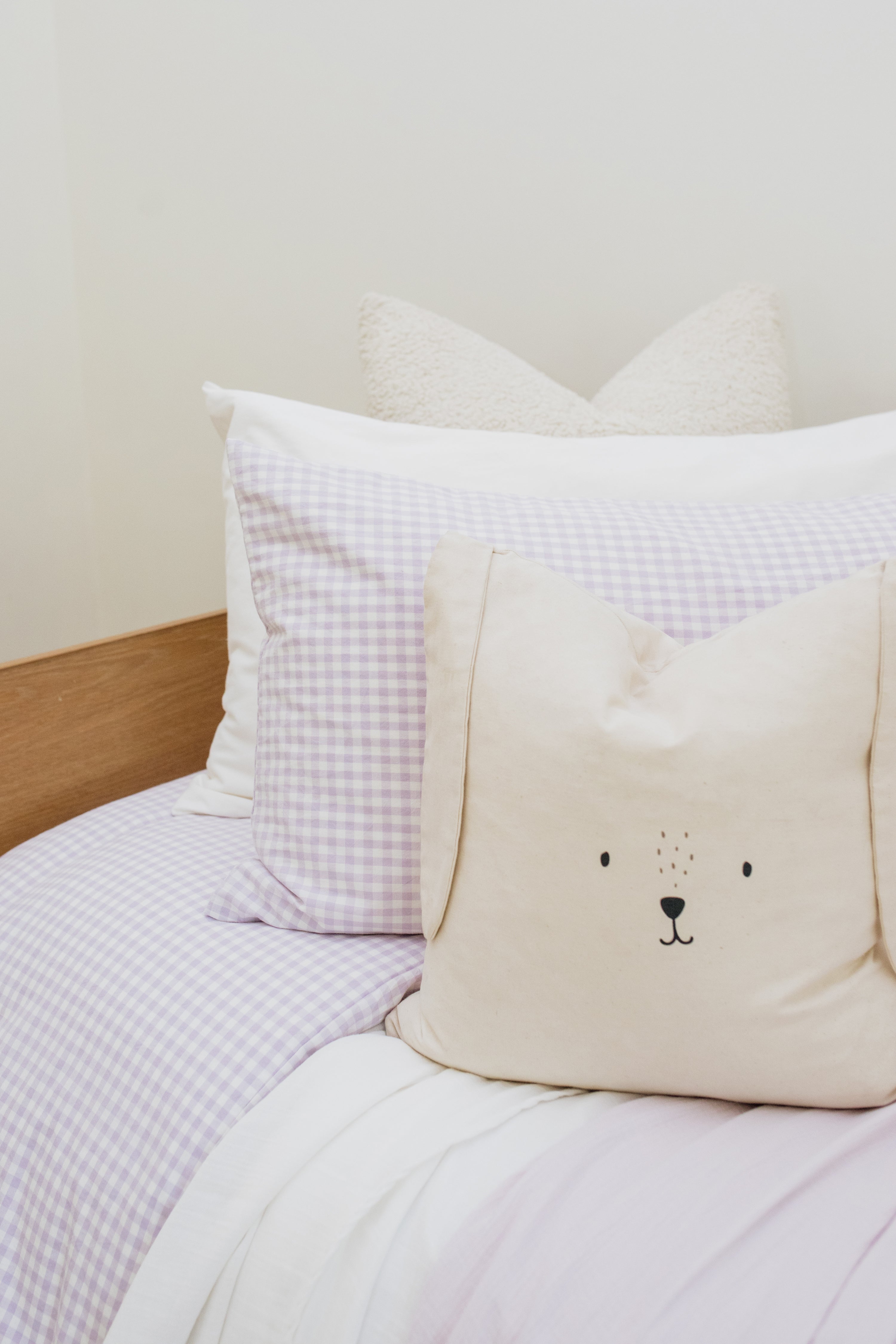 Lilac Gingham Washed Cotton Duvet