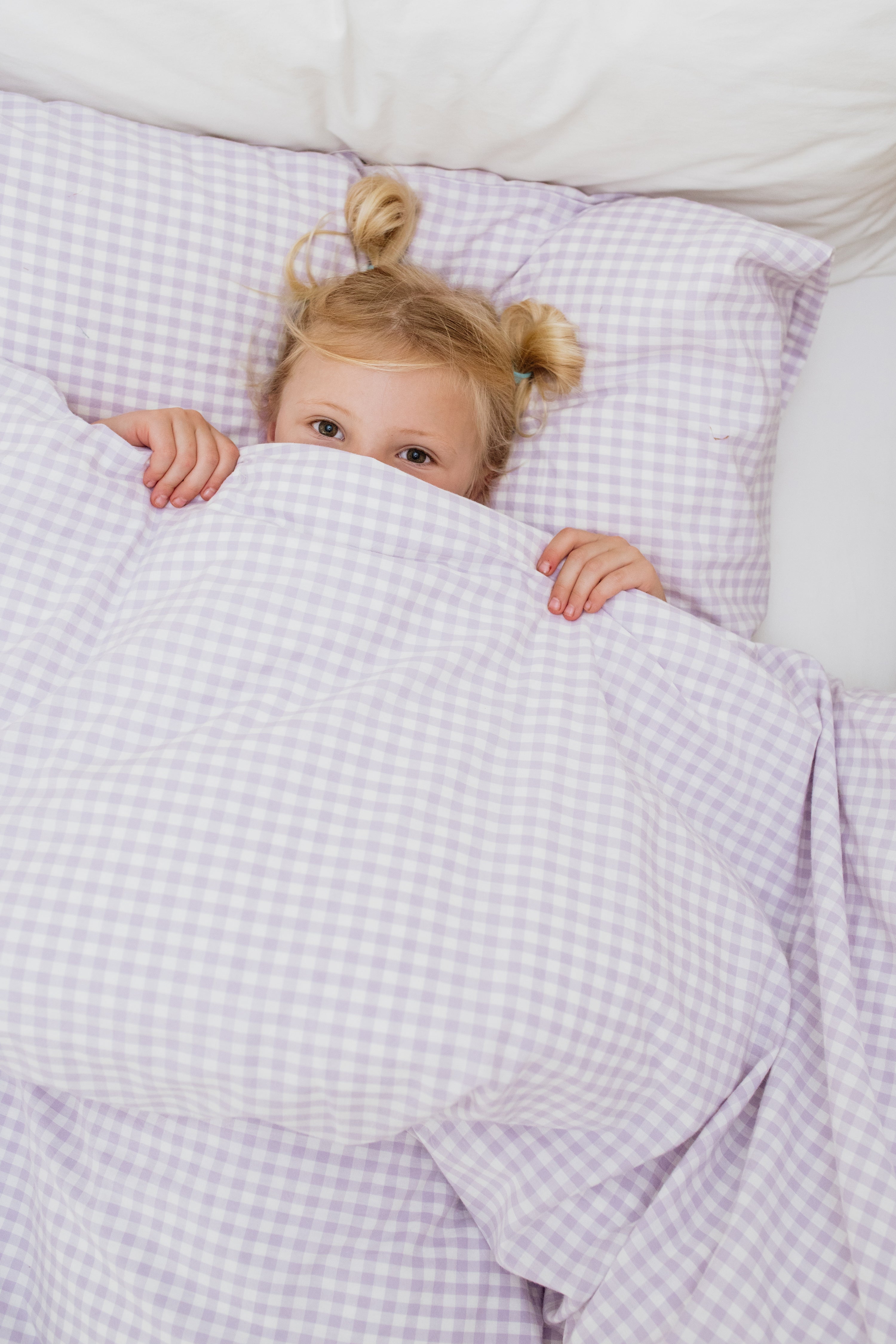 Lilac Gingham Washed Cotton Duvet
