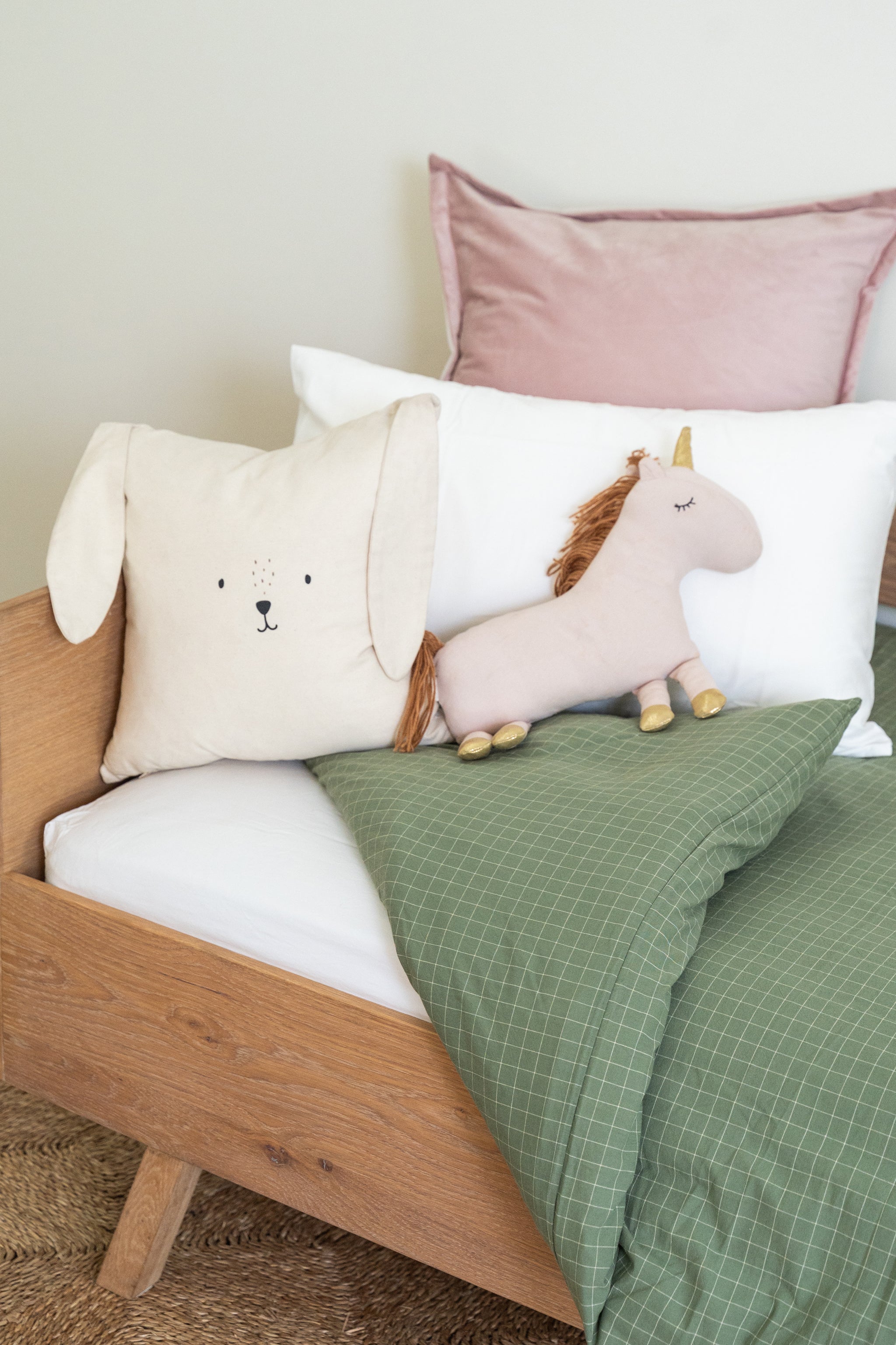 Moss Grid Washed Cotton Duvet