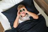 Navy Grid Washed Cotton Duvet