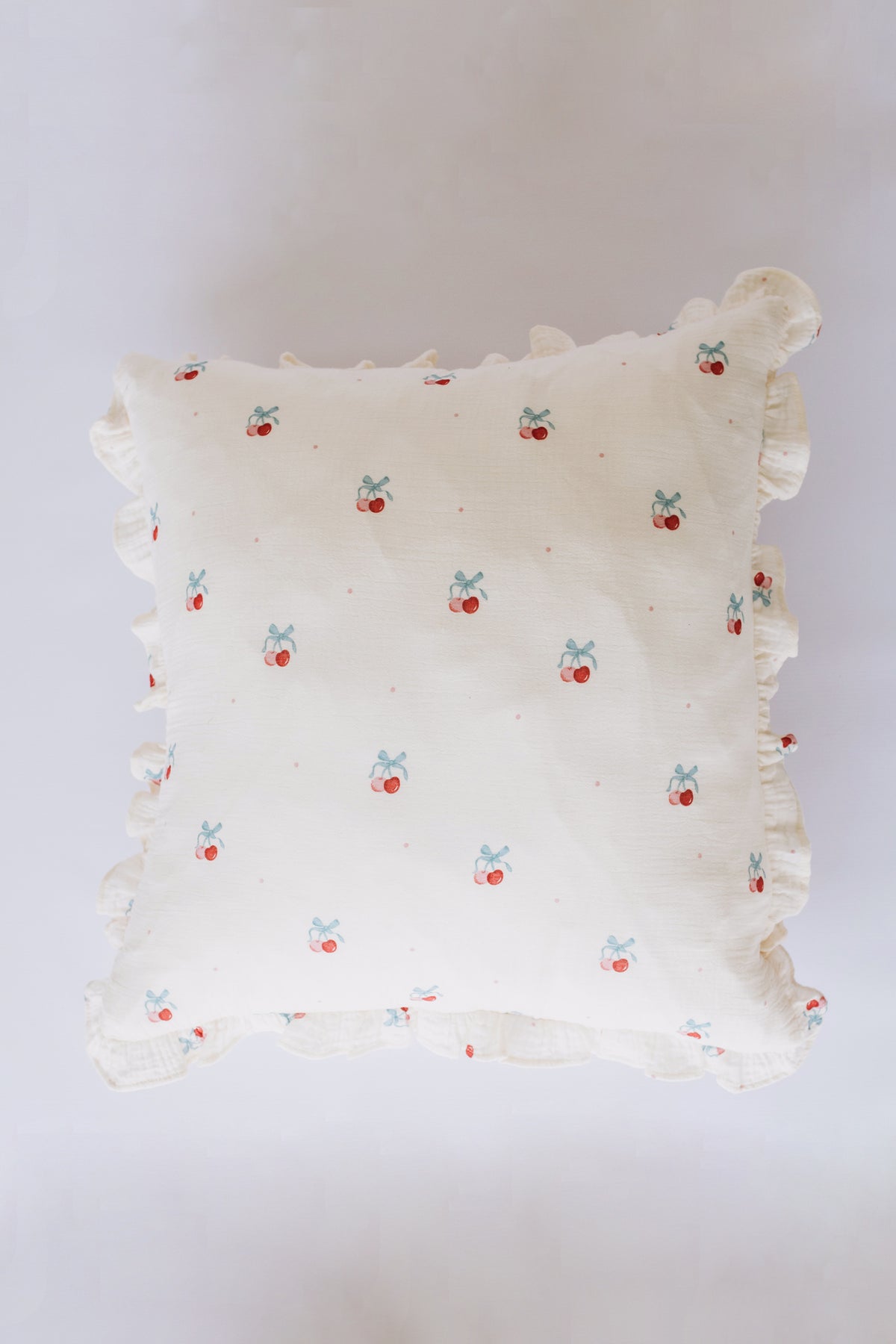 Cherry Muslin 100% Cotton Frill Scatter Cushion Cover