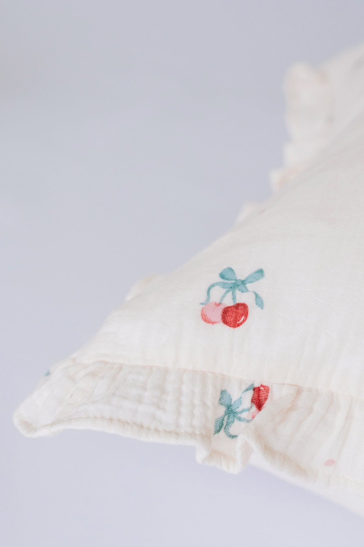 Cherry Muslin 100% Cotton Frill Scatter Cushion Cover