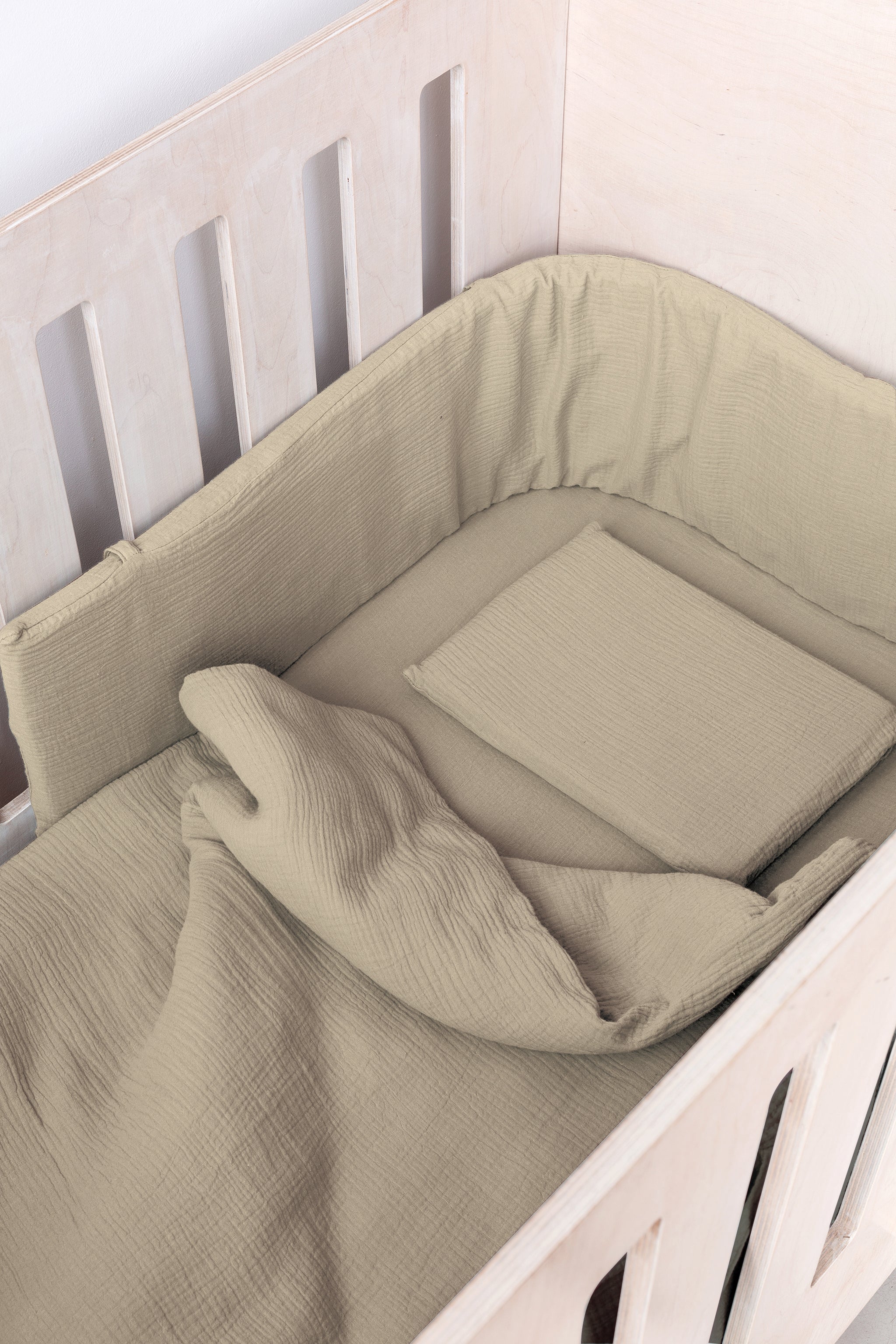 Natural Muslin Cot Bumper Cover