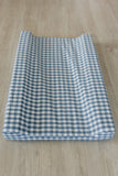 Blue Check Washed Cotton Changing Mat Cover