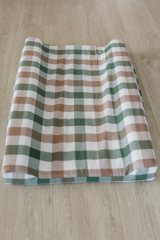 Earthy Check Washed Cotton Changing Mat Cover