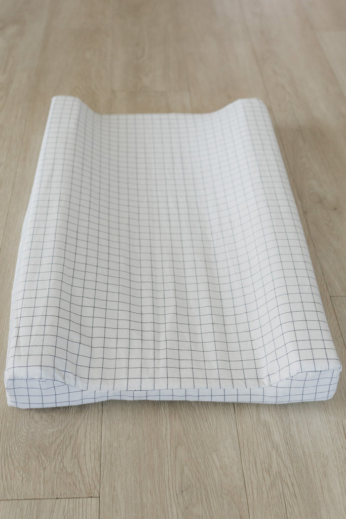 Grid Washed Cotton Changing Mat Cover