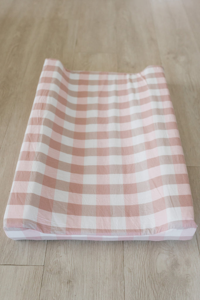 Pretty In Pink Washed Cotton Changing Mat Cover