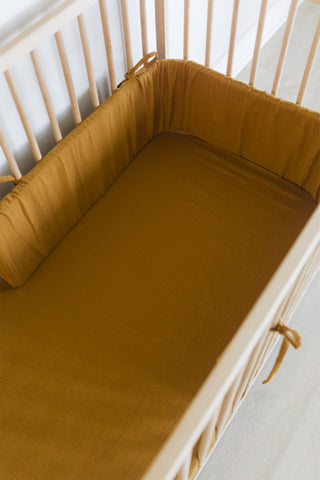 Butterscotch Muslin Cot Bumper Cover