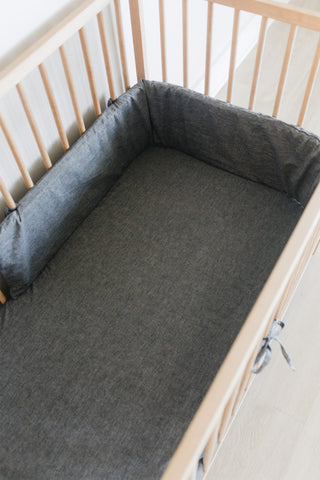 Charcoal Washed Cotton Cot Bumper Cover