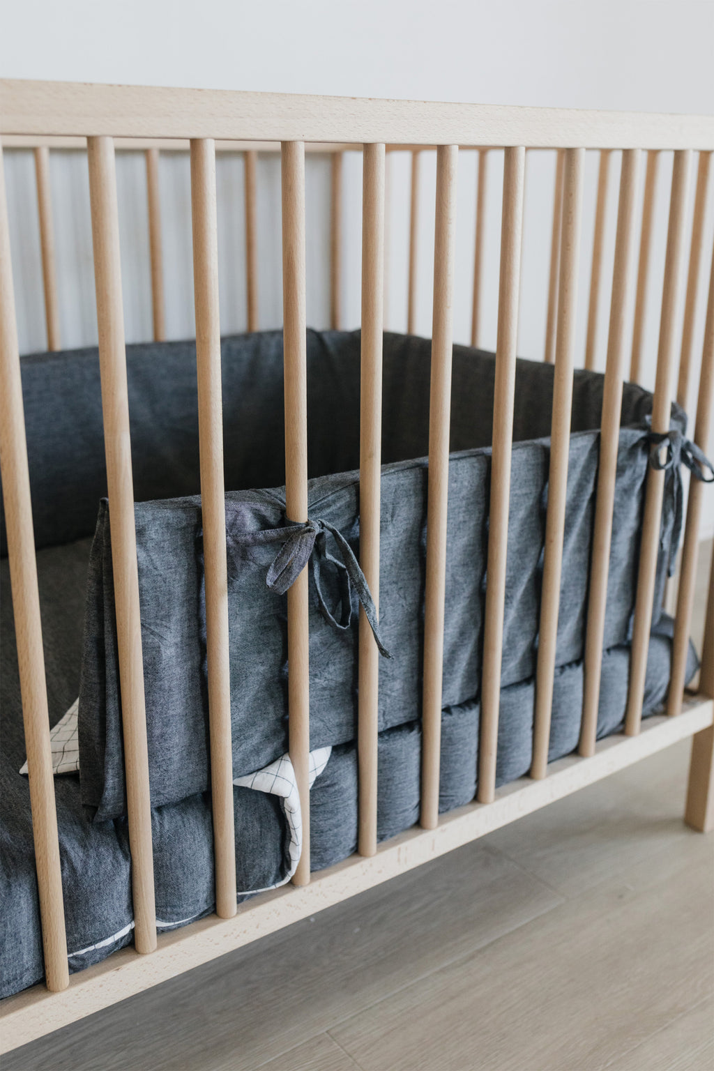 Charcoal Washed Cotton Cot Bumper Cover