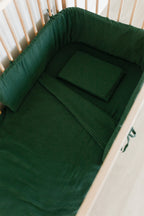 Forest Green Muslin Cot Bumper Cover