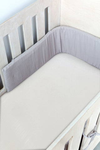 Grey Muslin Cot Bumper Cover