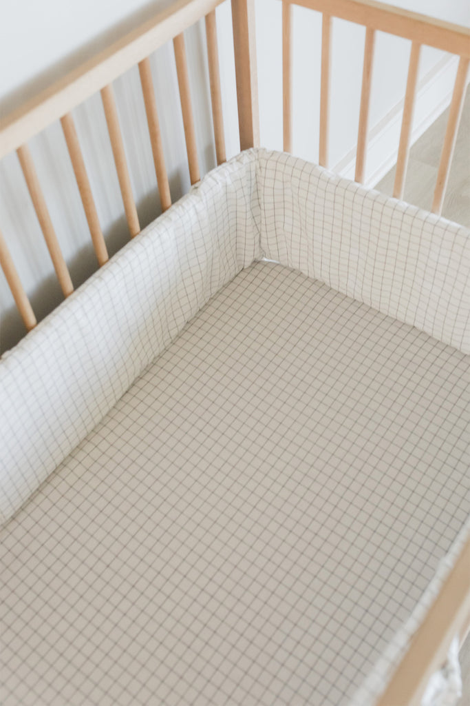 Grid Washed Cotton Cot Bumper Cover
