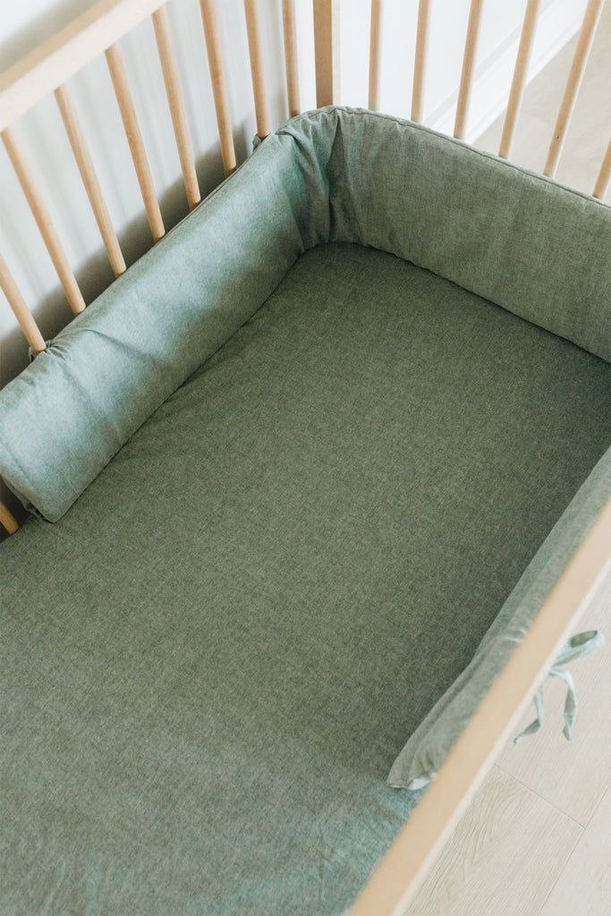 Sage Washed Cotton Cot Bumper Cover