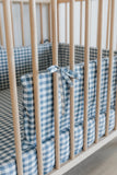 Blue Check Washed Cotton Cot Bumper Cover