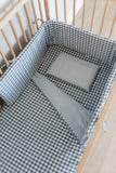 Blue Check Washed Cotton Cot Bumper Cover