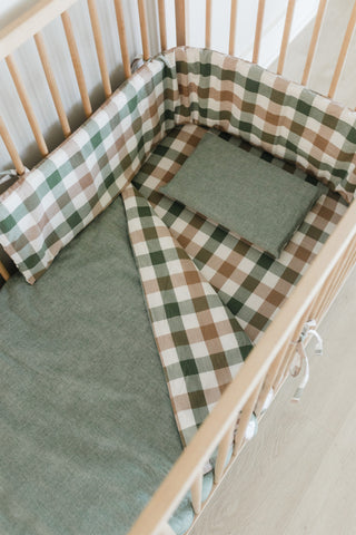 Earthy Check Washed Cotton Cot Duvet