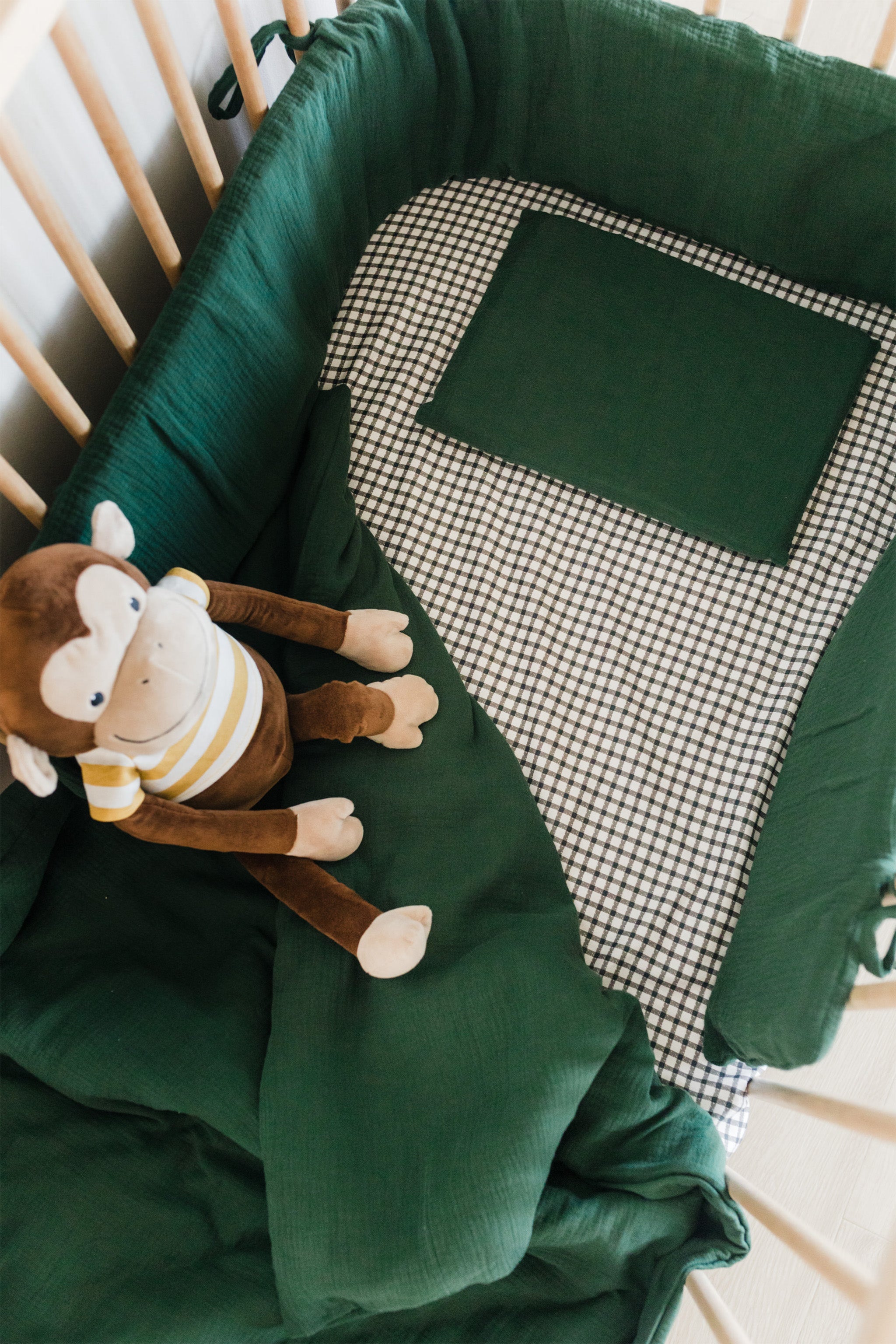 Forest Green Muslin Cot Duvet