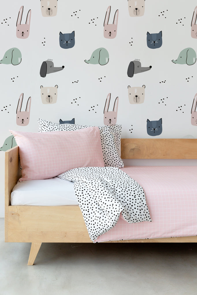 Pink Grid and Spotted Duvet
