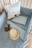 Blue Check Washed Cotton Cot Fitted Sheet