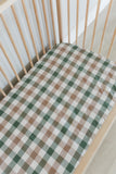 Earthy Check Washed Cotton Cot Fitted Sheet