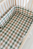 Earthy Check Washed Cotton Cot Fitted Sheet