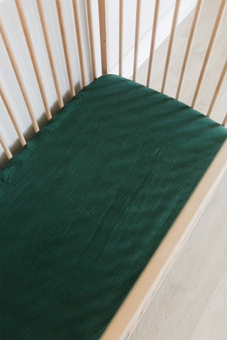 Forest Green Muslin Cot Fitted Sheet