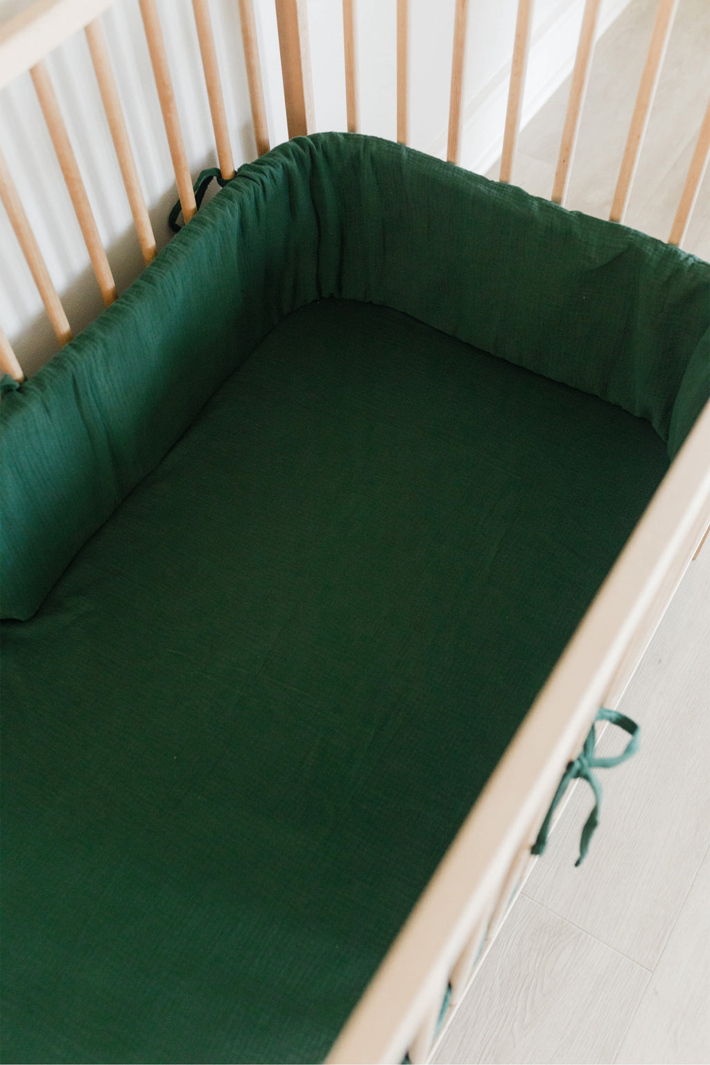 Forest Green Muslin Cot Fitted Sheet