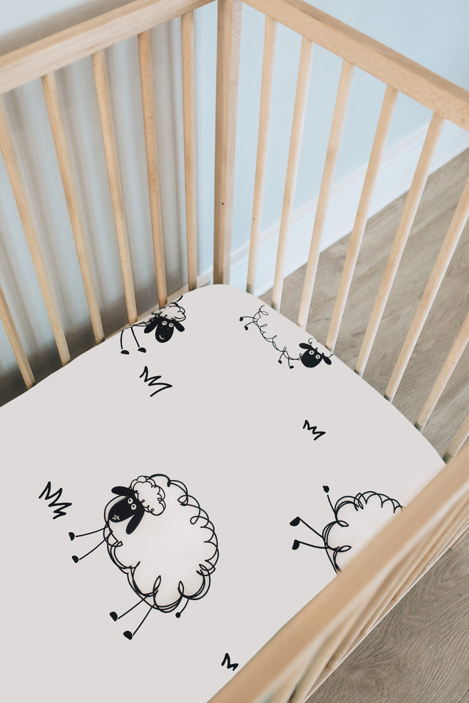 Monochrome Sheep Cot Fitted Sheet