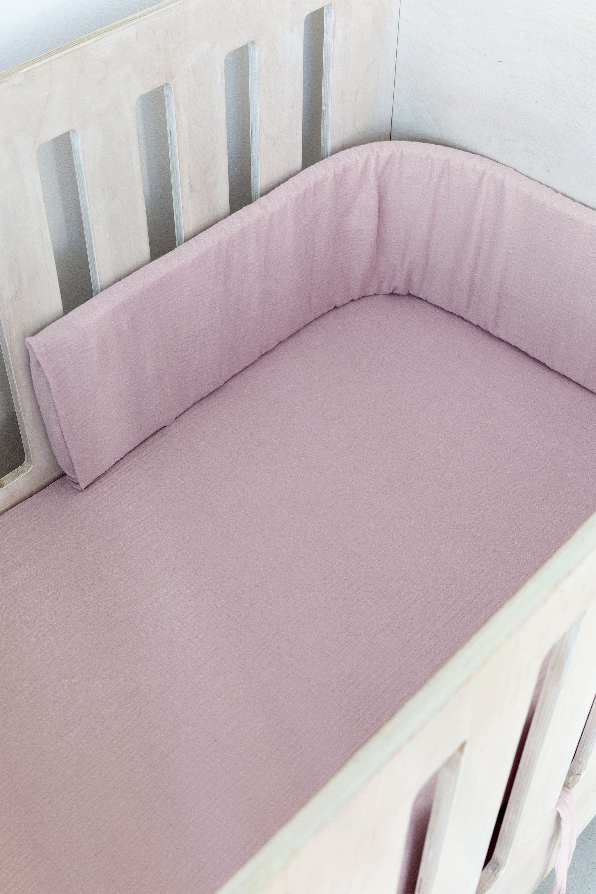 Dusty Pink Muslin Cot Fitted Sheet