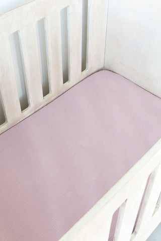 Dusty Pink Muslin Cot Fitted Sheet